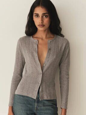 Doen 'Amelie Tee' Pointelle Cardigan - Gray - M
